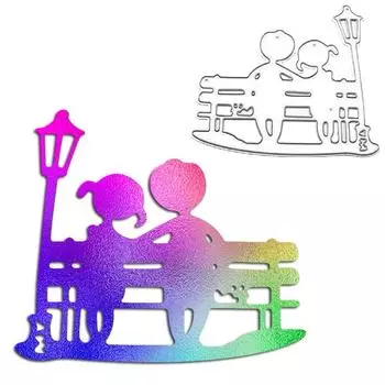 Пара для мальчиков и девочек, дизайн, стиль на скамейке, металлические трафареты, сделай сам, скрапбукинг, тиснение, трафарет, бумага, шаблон для альбома серебряный