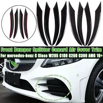 Пара для Mercedes-Benz C Class W205 C180 C260 C300 для AMG 2019+ передний бампер противотуманные фары сплиттер воздушный кожух отделка кузова комплект