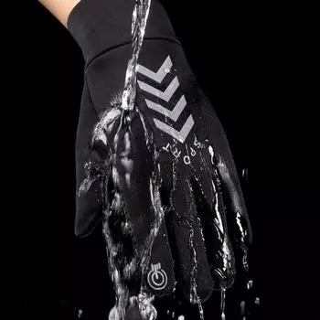 Пара двухслойных противоскользящих водонепроницаемых и ветронепроницаемых спортивных перчаток для сенсорных экранов зелёный