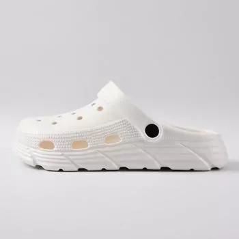 Пара дырчатых туфель женские летние новые носить толстые подошвы увеличивают рост приморский пляж нескользящие туфли с закрытым носком крутые тапочки женские 36-37 белый