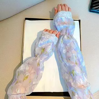 Пара Фэнтезийных красочных солнцезащитных рукавов с рукавами для рук, летних кружевных длинных солнцезащитных рукавов, крутых