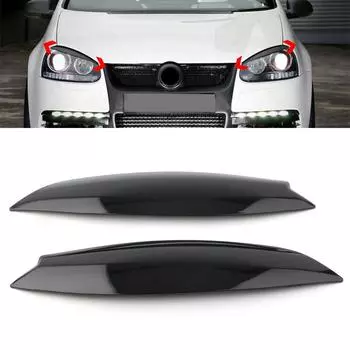 Пара фар, бровей, век, хромированная накладка для Volkswagen для VW GOLF 5 MK5 GTI R 2005 2006 2007 автомобиля Gloss Black