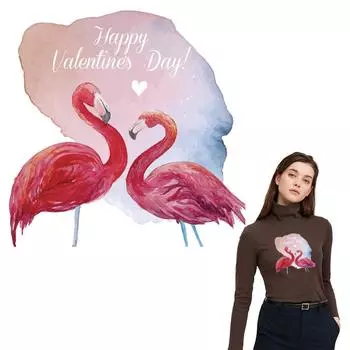 Пара фламинго, железные нашивки, наклейки на одежду, новый дизайн, моющаяся теплопередающая футболка уровня А, джинсовые нашивки, термонакладки 21x20.7cm