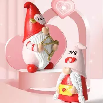 Пара гномов украшает дом статуэткой из смолы ко Дню святого Валентина One Size