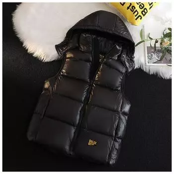 Пара хлопковый жилет в стиле милитари мужской зимний утолщенный холодостойкий хлопковый пуховик мужской и женский тренд большой размер верхняя одежда жилет S чёрный