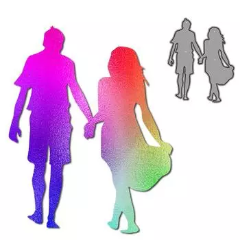 Пара ходьба дизайн стиль резки металла умирает DIY Скрапбукинг тиснение трафарет бумага ремесло шаблон альбома серебряный