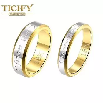 Пара из титановой стали против кольца Forever Love Temperament Ring 5 золотой