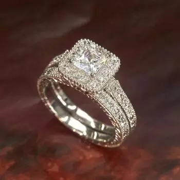 Пара колец обручальное кольцо комплект с квадратным цирконием браслет No. 5