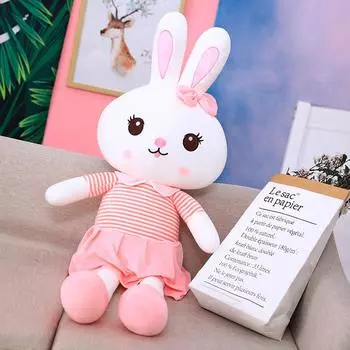 Пара Красивая Кукла Кролик Кукла Плюшевая Игрушка Кролик Животное Тряпичная Кукла Подушка для Бросания Подарок на День Рождения Мужчинам и Женщинам 46cm [0.2KG] розовый