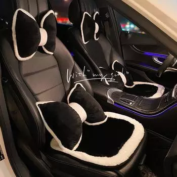 Пара креативных плюшевых автомобильных подушек для поддержки шеи и талии bow headrest single чёрный