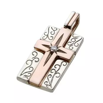 Пара крестообразных пластин подвеска цирконий fp0186 [Figmart] [Серебряный аксессуар]