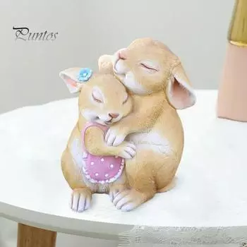 Пара кроликов, обнимающая статую кролика, скульптура животного из смолы, украшение для дома, улицы, сада, двора, рабочего стола, орнамент темно-синий
