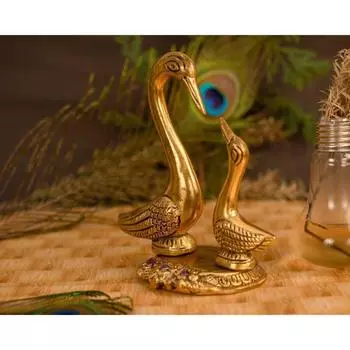 Пара лебедей «Целующиеся», декоративная статуэтка из металла, набор из лебедя/утки, для домашнего стола, офисного стола, украшение, 6,35 см (Металл, Золото)