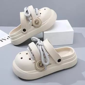 Пара летняя мода универсальные милые нескользящие износостойкие EVA тренд уличные платформа обувь с отверстиями прямые 36-37 хаки