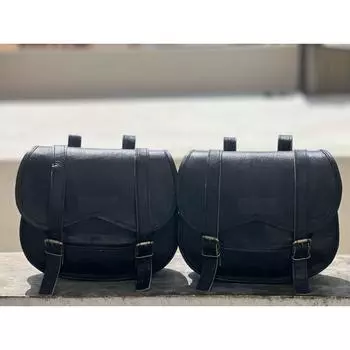 Пара левое правое седло мотоцикла 2 боковые сумки винтажный кожаный багаж сумка для инструментов чёрный