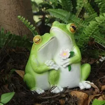 Пара лягушек фигурка смолы зеленая лягушка семья статуя животное скульптура двор в помещении на открытом воздухе настольный A