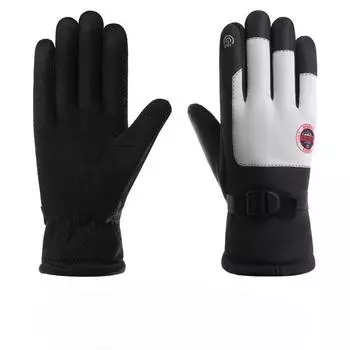 Пара лыжных перчаток с флисом и утолщенной текстурой Теплые Водонепроницаемые и Морозостойкие для зимней езды на велосипеде и занятий спортом на открытом воздухе Хлопковые перчатки average size