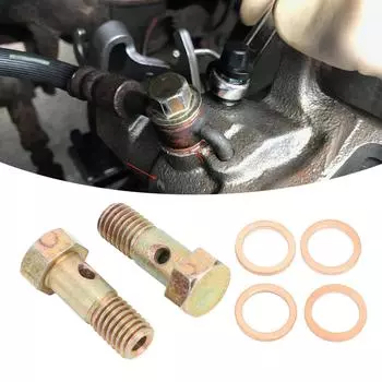 Пара M10x1,5 комплект болтов банджо для тормозного шланга суппорта, болты для тормозного шланга из нержавеющей стали с раздавливающими шайбами