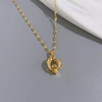 Пара мать и ребенок дельфин бьющийся циркон кулон ожерелье для женщин не выцветает сердце животное ювелирные изделия подарок на день рождения ребенка 1PC