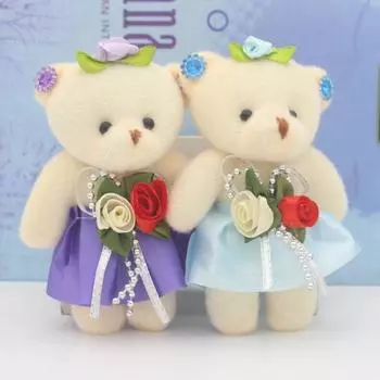 Пара медведей Мини-медведь Цветочный букет Мягкие животные Мультяшный букет Кукла Подарки на выпускной розовый