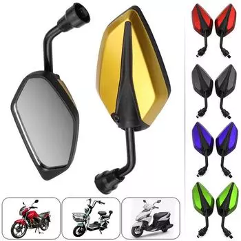 Пара модифицированных зеркал заднего вида для мотоциклов Honda Kawasaki, мотоциклов Yamaha, зеркальные аксессуары для скутеров, вращение на 360 градусов