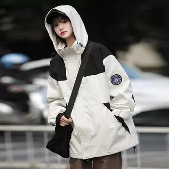 Пара модных брендовых курток мужская осенняя новая уличная ветрозащитная и водонепроницаемая рабочая одежда повседневная куртка свободная куртка M