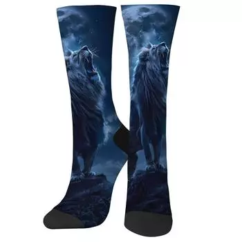 Пара модных носков Dark Night Lion King, мягкие и удобные, унисекс, компрессионные носки в ретро-стиле, повседневные подарки для вечеринок One Size