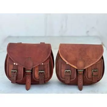 Пара мотоциклов, седло для электрического велосипеда, боковая сумка из натуральной винтажной кожи, боковая сумка коричневый