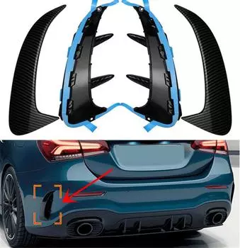 Пара накладок на задний бампер под карбон для Mercedes A-Class W177 седан 2019 г.в. и новее