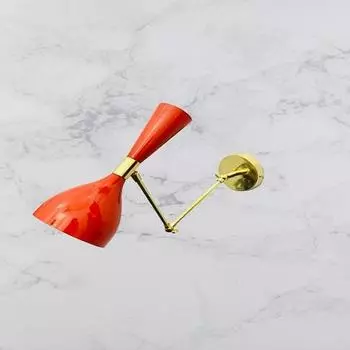 Пара настенных бра блестящие красные итальянские настенные бра Diabolo середины 1950-х годов