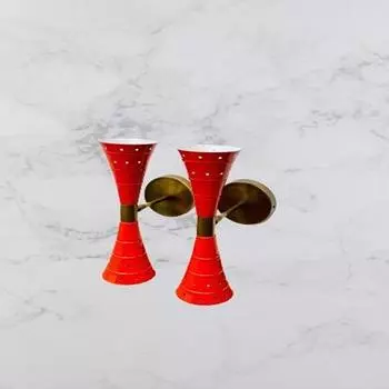 Пара настенных бра, латунь середины века, итальянский светильник Diabolo, 1950-е годы, 2 пары лампочек