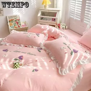 Пара наволочек для девочек, милая наволочка с вышивкой для девочек, кружевная наволочка, 48*74 см, наволочки 48*74 белый