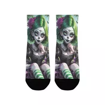Пара носков для девочек в стиле «День мертвых», сумасшедшие, ретро-носки Harajuku, удобные, модные, унисекс, забавный подарок на праздник One Size