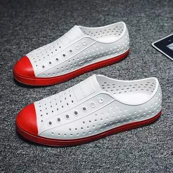 Пара обуви дырявые туфли лето 2024 легкие сандалии мешок головной убор тренд повседневные пляжные белые сандалии полые ноги 38 жёлтый