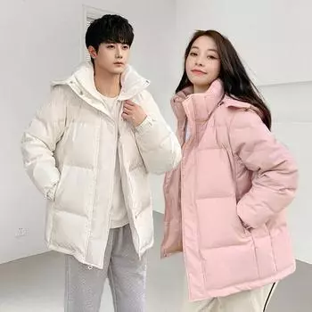 Пара одежды один мужчина и одна женщина пуховик женский высокого класса 2024 зимняя женская куртка на утином пуху S (recommended 80-50kg) чёрный