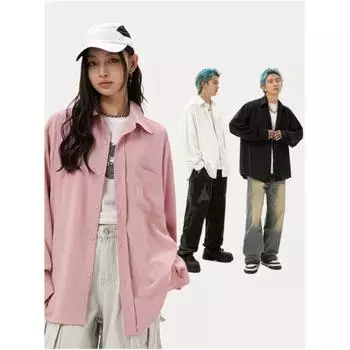 Пара однотонных свободных повседневных рубашек с длинными рукавами и лацканами, удобных однобортных пиджаков 2XL чёрный