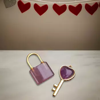 Пара ожерелье с подвеской в виде ключа, комплект украшений в форме сердца, аксессуары с замком из камня, подходящие пары фиолетовый