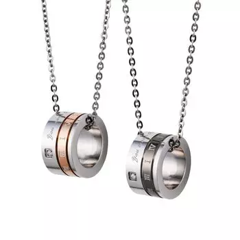 Пара ожерелья из хирургической нержавеющей стали 316L с кубическим цирконием, гипоаллергенное, розовое, черное [белый клевер] и 4SUP094GO&4SUP094BK