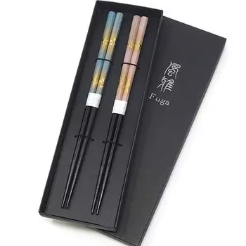 Пара пар Свадебные палочки для еды Wakasa Made in Dishwasher Восьмиугольные Kasumi Gentle Black Достойная свадьба Подарочные палочки для еды, подарок, Годовщина, лак, Япония,