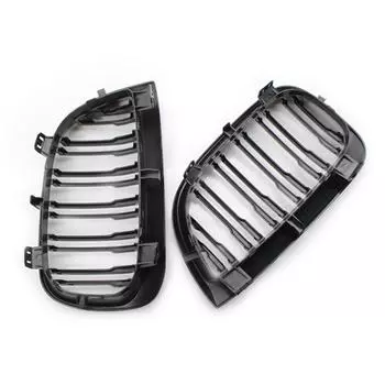 Пара передних решеток для замены решеток для BMW 1 серии E81 E87 2004-2007, Стайлинг автомобиля, гоночные грили чёрный