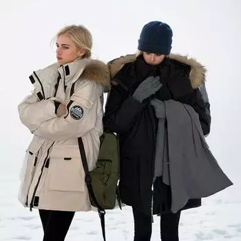 Пара пирогов преодолевает трудности с альпинизмом, пуховая хлопковая куртка средней и длинной толщины, утолщенная дизайнерская куртка M