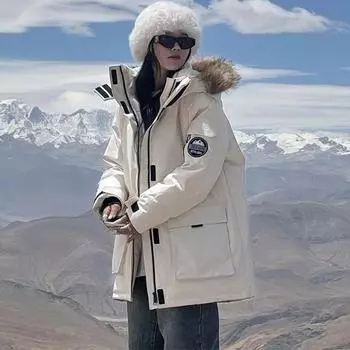 Пара пирогов преодолевает волну новых средних и длинных утолщенных курток на основе хлопковых курток с оснасткой S (recommended 80-50kg) белый