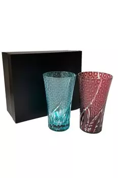 Пара пивных бокалов Rurumi Kiriko, стеклянный набор, можно мыть в посудомоечной машине, поставляется с эксклюзивной коробкой, подарок на годовщину, узор «Цунаги» с хризантемами