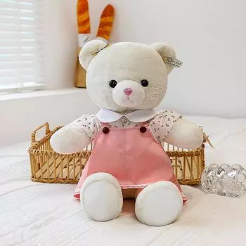 Пара плюшевых мишек в комбинезонах, кукла-мишка, выпускной, школьная форма, плюшевая игрушка, подарок для девочки, подарок на детский день рождения Total length about 32 cm (0.17kg)