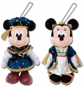 Пара плюшевых значков в честь 18-й годовщины DisneySea с Микки и Минни