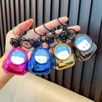 Пара Подвеска Кот Медведь Брелок Окружающий Свет Кот Космонавт Брелок Ювелирные Изделия Подарок золотой