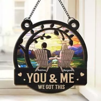 Пара подвесных украшений с цепью для внутреннего и наружного настенного и оконного подвесного украшения из дерева и акрила