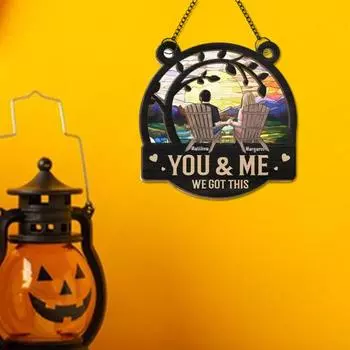 Пара подвесных украшений с цепью для внутреннего и наружного настенного и оконного подвесного украшения из дерева и акрила