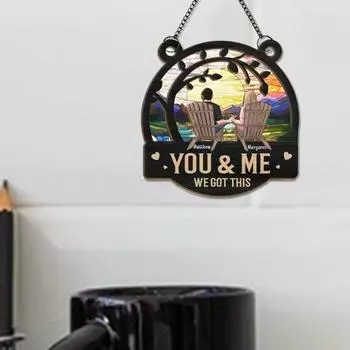 Пара подвесных украшений с цепочкой для внутреннего и наружного использования, настенное, оконное, деревянное, акриловое, You And Me We Got This, украшение, кулон, подарки на годовщину