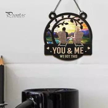 Пара подвесных украшений с цепочкой для внутреннего и наружного использования, настенное, оконное, деревянное, акриловое, You And Me We Got This, украшение, кулон, подарки на годовщину A